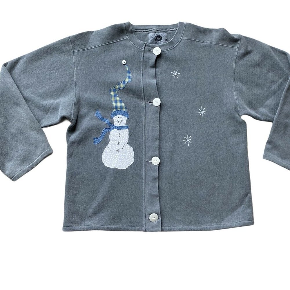 VINTAGE Authentic Pigment Cardigan Gray Snowman